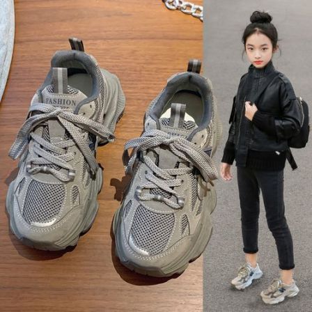 女童老爹鞋2025年春季新款儿童运动鞋中大童单里透气防滑学生鞋子