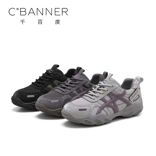 C.BANNER/千百度时尚休闲鞋女2025新款百搭拼接厚底休闲阿甘鞋主图