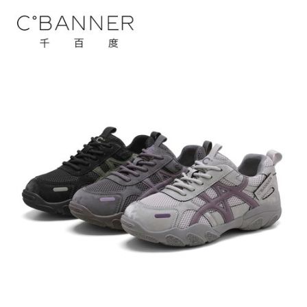 C.BANNER/千百度时尚休闲鞋女2025新款百搭拼接厚底休闲阿甘鞋