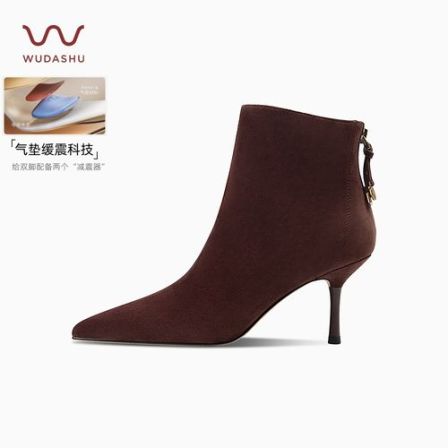 吴大叔【红云鞋】复古秋冬羊皮靴子细高跟瘦瘦靴尖头显瘦气质短靴女