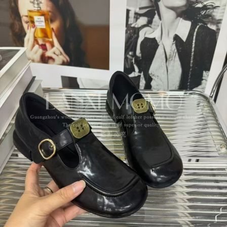 【LANXI  MOMO】时尚百搭女士黑色低跟气质小单鞋25DX570LX