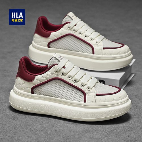 HLA/海澜之家25年时尚新品透气飞织防臭增高户外休闲百搭男鞋板鞋主图