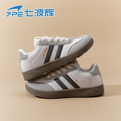 七波辉青少年皮面童鞋子百搭皮革拼接轻软舒适防滑复古休闲鞋板鞋主图