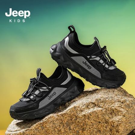 Jeep男童鞋子秋季新款轻便跑步女童户外登山鞋软底休闲儿童运动鞋