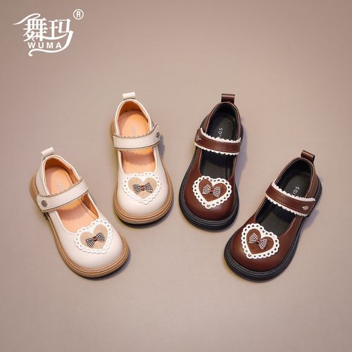 舞玛儿童公主鞋2025新款春夏季小女孩软底中大童爱心皮鞋518135主图