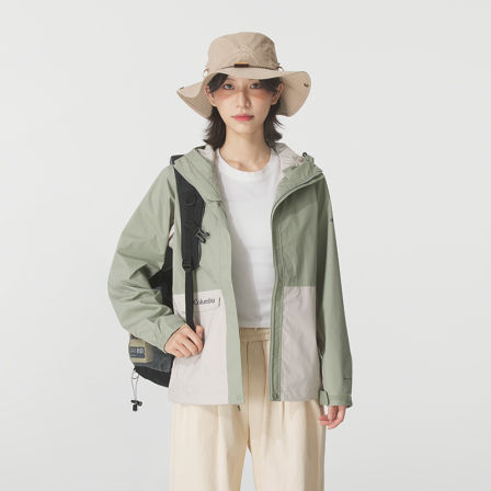 哥伦比亚连帽冲锋衣女子2025秋季新款户外拼接运动鞋休闲防风外套