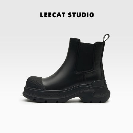 LeeCatStudio| 黑色烟筒靴女2025秋季新款英伦风增高厚底马丁靴