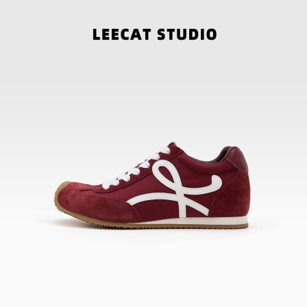 LeeCat Studio | 厚底增高鞋女不累脚轻便轻舒适休闲红色德训鞋