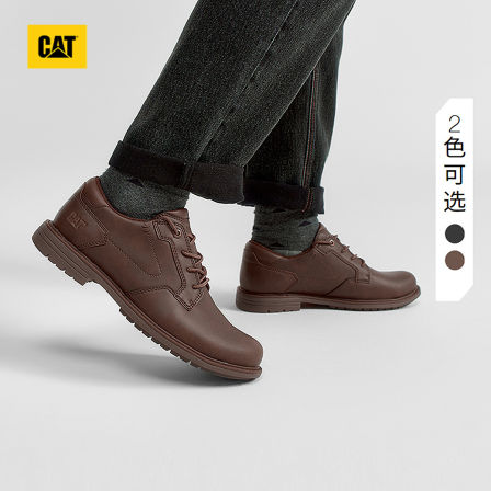 CAT卡特25秋季新款男士商务通勤低帮百搭休闲单鞋油蜡皮质感皮鞋