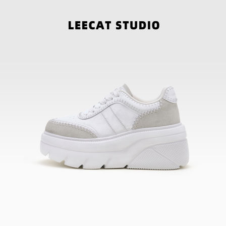 LeeCatStudio|8CM厚底小白鞋2025年新透气百搭松糕运动休闲板鞋女