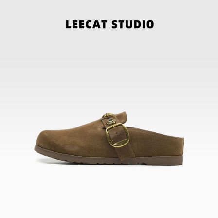 LeeCatStudio|厚底勃肯鞋女2025秋季软底复古真牛皮一脚蹬包头拖