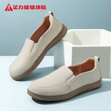 足力健老人鞋2025秋季新款真皮软底妈妈鞋舒适不累脚皮鞋轻便女鞋
