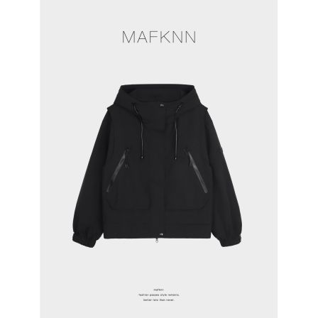 MAFKNN/玛肯时尚休闲简约纯色百搭拉链带帽外套MK13111