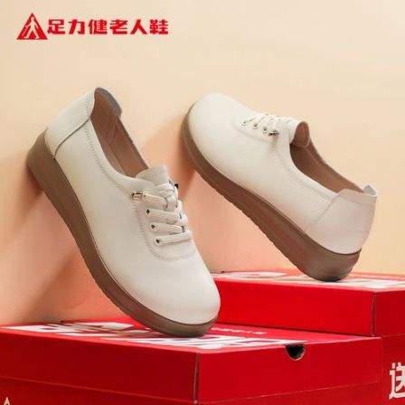 足力健乐福鞋女款2025年秋季新款爆款英伦风小皮鞋黑色百搭老人鞋
