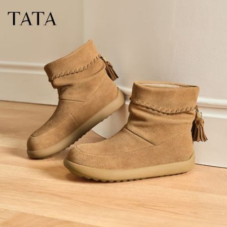 【琥珀流光】TATA他她2025冬新款商场同款小熊靴休闲短靴子CHE01DD5