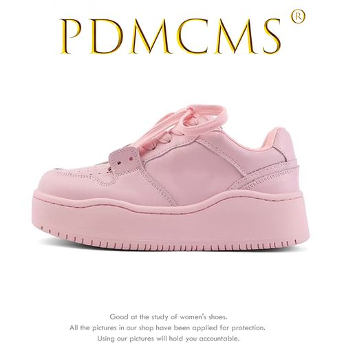 【贝贝专属】PDMCMS粉色女板鞋夏季透气2025新款爆款厚底女鞋休闲鞋主图