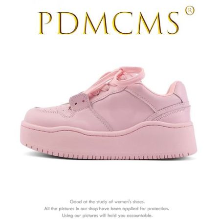 【贝贝专属】PDMCMS粉色女板鞋夏季透气2025新款爆款厚底女鞋休闲鞋