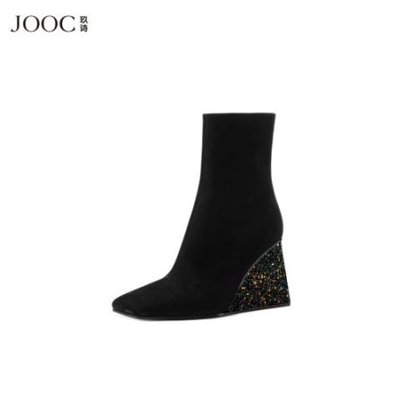 【巴黎街头】JOOC玖诗法式高跟短靴2025秋冬新款格利特皮革时装靴