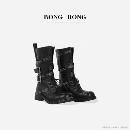 溶溶RONGRONG 反绒牛皮复古英伦风皮带扣女士马丁靴0707RX1