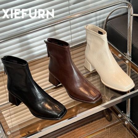 XIEFURN/鞋夫人舒适不挤脚时装靴复古日常百搭秋冬短靴女