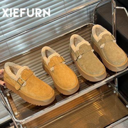 XIEFURN/鞋夫人加绒加厚勃肯鞋女秋冬新款保暖舒适居家单鞋