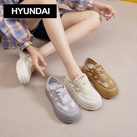 韩国现代HYUNDAI 韩版透气四季休闲女鞋时尚透气厚底板鞋25817