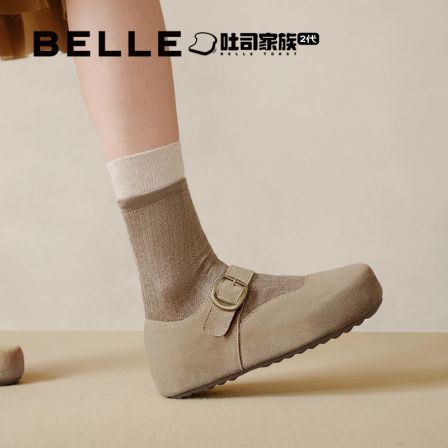 【交个朋友专属】百丽厚底半糖吐司2代女25秋新玛丽珍鞋E1K1DCQ5