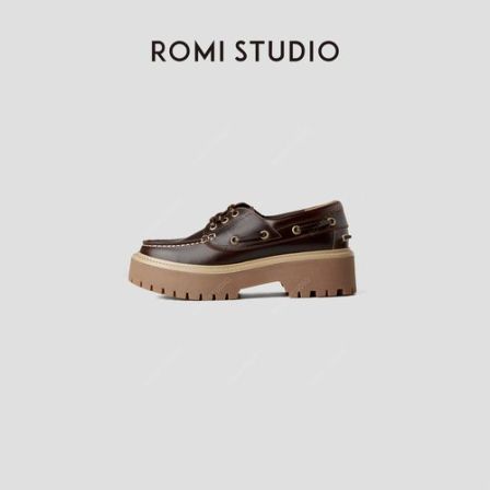 ROMI STUDIO"复古英伦"头层小牛皮蜡感擦色厚底皮鞋 RWCAP34877