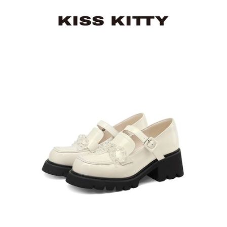 KISSKITTY玛丽珍鞋25年秋季新款圆头深口休闲鞋超轻发泡厚底