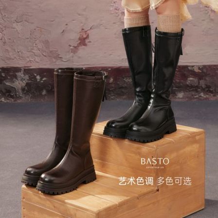 【百丽集团百思图】25冬新款骑士靴时尚简约通勤女长靴BV012DG5