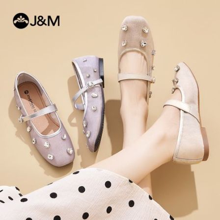 J&M/快乐玛丽 2025新款水钻时尚玛丽珍鞋女通勤复古王妃鞋79220W
