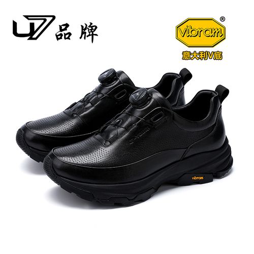 U7品牌男鞋 头层牛皮 意大利VIBRAM鞋底 打孔透气 高端时尚休闲鞋主图