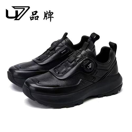 U7品牌男鞋 头层牛皮 旋转纽扣时尚轻便防滑运动鞋百搭男士休闲鞋主图