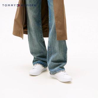 Tommy25秋冬女装金属标签牛皮革轻便休闲运动鞋小白鞋板鞋08642