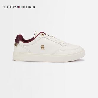 Tommy25新款秋冬女装牛皮革金属字母撞色休闲运动小白鞋板鞋08680
