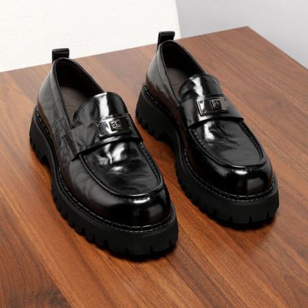 【胎牛皮】手抓纹秋季休闲皮鞋一脚蹬乐福鞋男真皮厚底增高透气男鞋