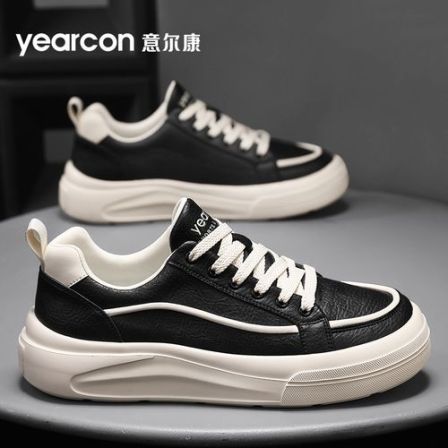 YEARCON/意尔康板鞋男鞋舒适防滑秋季透气百搭男士增高小白鞋4782