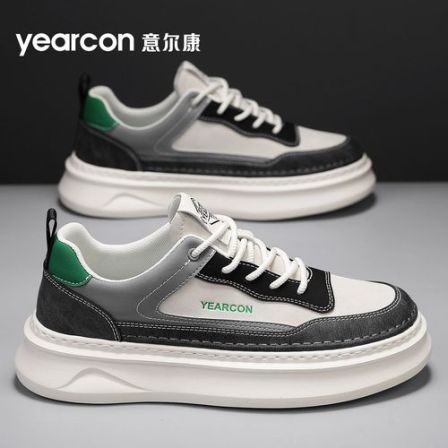 YEARCON/意尔康透气板鞋厚底休闲板鞋男白低帮鞋秋季舒适4766