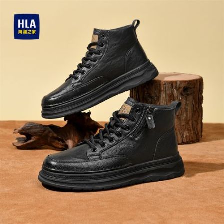 HLA/海澜之家男鞋2025秋冬新款男士中帮潮流马丁靴百搭休闲工装靴
