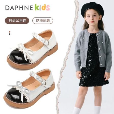 Daphne达芙妮女童鞋子儿童真皮公主鞋春秋百搭轻奢防滑休闲小皮鞋