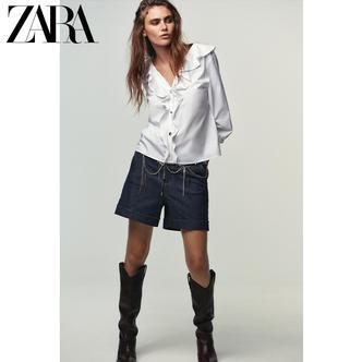 ZARA25秋季新款 女鞋 流光风高筒尖头粗跟皮靴 2054610 700