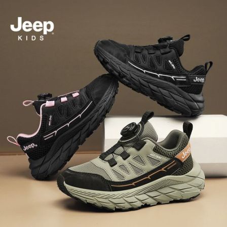 Jeep童鞋2025秋季百搭网面运动鞋儿童旋纽扣休闲跑步鞋  TX1179
