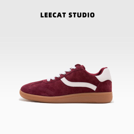 LeeCatStudio|酒红色德训鞋女2025秋透气舒适厚底运动休闲阿甘鞋