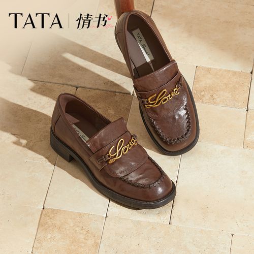 【琥珀流光】TATA他她情书2025秋新款商场同款复古乐福鞋女7JW22CA5主图