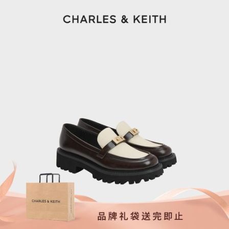 CHARLES & KEITH【琥珀流光】25秋复古厚底乐福鞋单鞋CK1-70381151