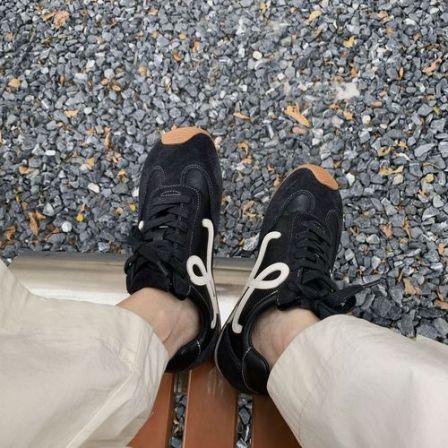 SUNCC自制 小罗德训 时尚休闲鞋秋季牛皮黑色百搭系带德训鞋