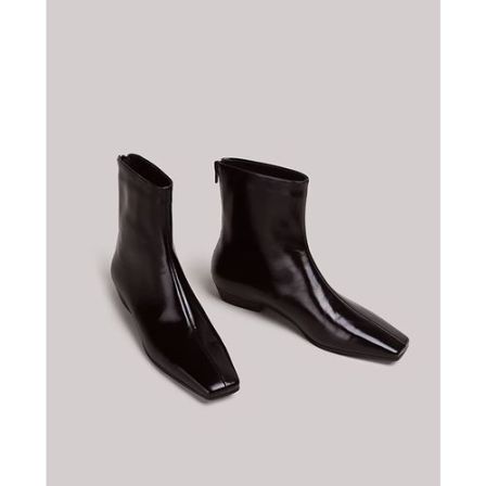 Shoemaker Queen法式气质低跟短靴女中跟方头粗跟瘦瘦靴子