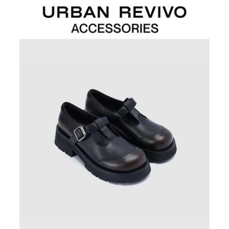 URBAN REVIVO2025秋季新款女士复古擦色圆头单鞋UAYS50087