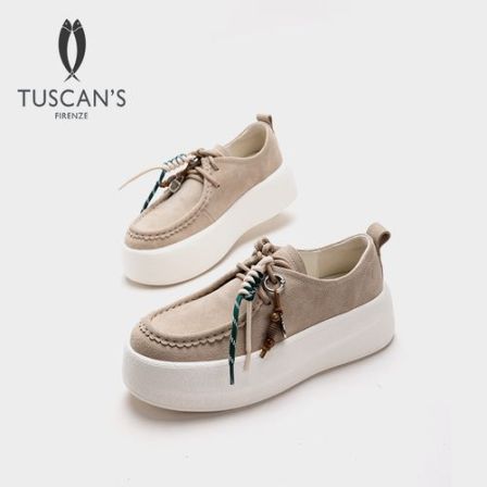 TUSCAN'S秋季琥珀流光风系带时尚休闲鞋女低帮厚底绒面时代双鱼