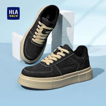 HLA/海澜之家男鞋新款夏季复古厚底增高耐磨休闲鞋舒适百搭板鞋子